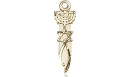 [0061KT] 14kt Gold Menorah Star Fish Medal