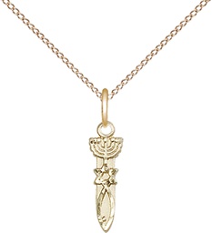 [0062GF/18GF] 14kt Gold Filled Menorah Star Fish Pendant on a 18 inch Gold Filled Light Curb chain