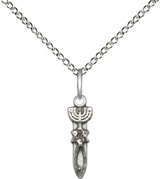 [0062SS/18SS] Sterling Silver Menorah Star Fish Pendant on a 18 inch Sterling Silver Light Curb chain