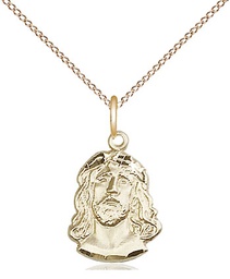 [0081GF/18GF] 14kt Gold Filled Ecce Homo Pendant on a 18 inch Gold Filled Light Curb chain