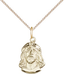 [0081GF/18GF] 14kt Gold Filled Ecce Homo Pendant on a 18 inch Gold Filled Light Curb chain