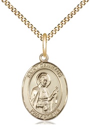 [8019GF/18G] 14kt Gold Filled Saint Camillus of Lellis Pendant on a 18 inch Gold Plate Light Curb chain