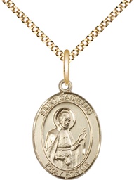 [8019GF/18G] 14kt Gold Filled Saint Camillus of Lellis Pendant on a 18 inch Gold Plate Light Curb chain