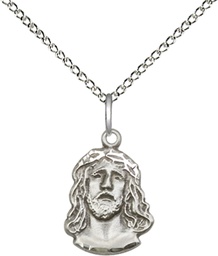 [0081SS/18SS] Sterling Silver Ecce Homo Pendant on a 18 inch Sterling Silver Light Curb chain