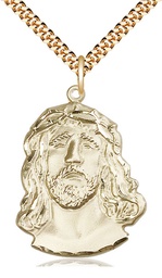 [0083GF/24G] 14kt Gold Filled Ecce Homo Pendant on a 24 inch Gold Plate Heavy Curb chain