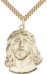 [0083GF/24G] 14kt Gold Filled Ecce Homo Pendant on a 24 inch Gold Plate Heavy Curb chain