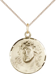 [0154GF/18GF] 14kt Gold Filled Ecce Homo Pendant on a 18 inch Gold Filled Light Curb chain