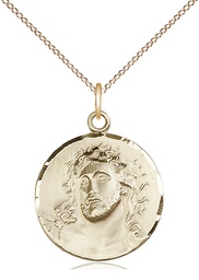 [0154GF/18GF] 14kt Gold Filled Ecce Homo Pendant on a 18 inch Gold Filled Light Curb chain