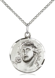 [0154SS/18SS] Sterling Silver Ecce Homo Pendant on a 18 inch Sterling Silver Light Curb chain