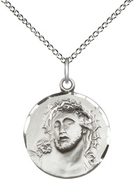 [0154SS/18SS] Sterling Silver Ecce Homo Pendant on a 18 inch Sterling Silver Light Curb chain