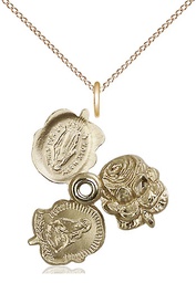 [0202GF/18GF] 14kt Gold Filled Rosebud Pendant on a 18 inch Gold Filled Light Curb chain