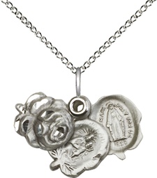 [0202SS/18SS] Sterling Silver Rosebud Pendant on a 18 inch Sterling Silver Light Curb chain