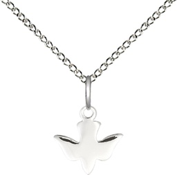 [0225SS/18SS] Sterling Silver Holy Spirit Pendant on a 18 inch Sterling Silver Light Curb chain