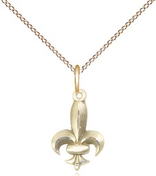 [0293GF/18GF] 14kt Gold Filled Fleur de Lis Pendant on a 18 inch Gold Filled Light Curb chain