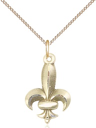 [0294GF/18GF] 14kt Gold Filled Fleur de Lis Pendant on a 18 inch Gold Filled Light Curb chain