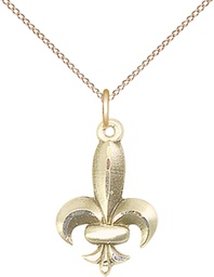 [0294GF/18GF] 14kt Gold Filled Fleur de Lis Pendant on a 18 inch Gold Filled Light Curb chain