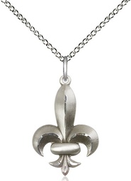 [0294SS/18SS] Sterling Silver Fleur de Lis Pendant on a 18 inch Sterling Silver Light Curb chain