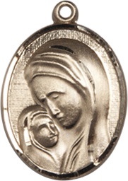 [0447KT] 14kt Gold Madonna &amp; Child Medal