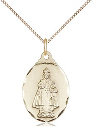 [0599IGF/18GF] 14kt Gold Filled Infant of Prague Pendant on a 18 inch Gold Filled Light Curb chain