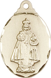 [0599IKT] 14kt Gold Infant of Prague Medal