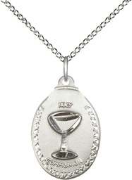 [0599WSS/18SS] Sterling Silver Communion Pendant on a 18 inch Sterling Silver Light Curb chain