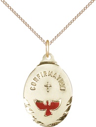 [0599XGF/18GF] 14kt Gold Filled Confirmation Pendant on a 18 inch Gold Filled Light Curb chain