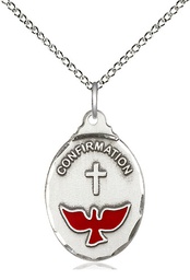 [0599XSS/18SS] Sterling Silver Confirmation Pendant on a 18 inch Sterling Silver Light Curb chain