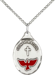 [0599XSS/18SS] Sterling Silver Confirmation Pendant on a 18 inch Sterling Silver Light Curb chain