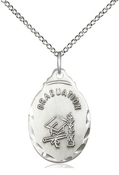 [0599ZSS/18SS] Sterling Silver Graduate Pendant on a 18 inch Sterling Silver Light Curb chain