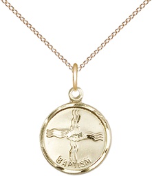 [0601BAGF/18GF] 14kt Gold Filled Baptism Pendant on a 18 inch Gold Filled Light Curb chain