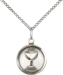 [0601WSS/18SS] Sterling Silver Communion Pendant on a 18 inch Sterling Silver Light Curb chain