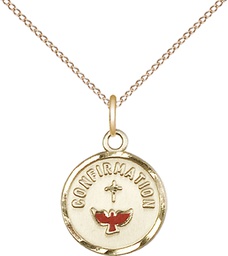 [0601XGF/18GF] 14kt Gold Filled Confirmation Pendant on a 18 inch Gold Filled Light Curb chain