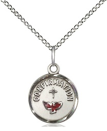 [0601XSS/18SS] Sterling Silver Confirmation Pendant on a 18 inch Sterling Silver Light Curb chain