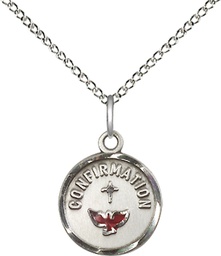 [0601XSS/18SS] Sterling Silver Confirmation Pendant on a 18 inch Sterling Silver Light Curb chain