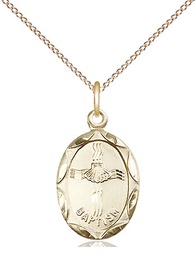 [0612BAGF/18GF] 14kt Gold Filled Baptism Pendant on a 18 inch Gold Filled Light Curb chain