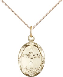 [0612BAGF/18GF] 14kt Gold Filled Baptism Pendant on a 18 inch Gold Filled Light Curb chain