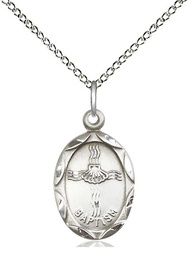 [0612BASS/18SS] Sterling Silver Baptism Pendant on a 18 inch Sterling Silver Light Curb chain