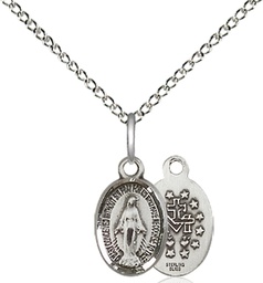 [0702MSS/18SS] Sterling Silver Miraculous Pendant on a 18 inch Sterling Silver Light Curb chain