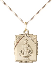 [0804IGF/18GF] 14kt Gold Filled Infant of Prague Pendant on a 18 inch Gold Filled Light Curb chain