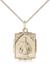 [0804IGF/18GF] 14kt Gold Filled Infant of Prague Pendant on a 18 inch Gold Filled Light Curb chain
