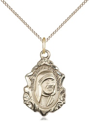 [0812GF/18GF] 14kt Gold Filled Saint Teresa of Calcutta Pendant on a 18 inch Gold Filled Light Curb chain