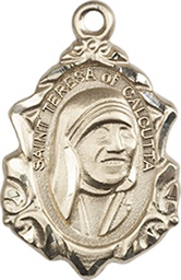 [0812KT] 14kt Gold Saint Teresa of Calcutta Medal