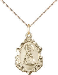 [0822IGF/18GF] 14kt Gold Filled Infant of Prague Pendant on a 18 inch Gold Filled Light Curb chain