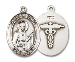 [8019SS9] Sterling Silver Saint Camillus of Lellis Nurse Medal