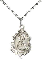 [0822ISS/18SS] Sterling Silver Infant of Prague Pendant on a 18 inch Sterling Silver Light Curb chain