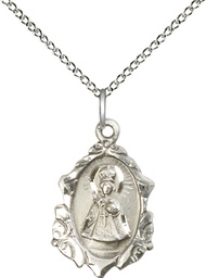 [0822ISS/18SS] Sterling Silver Infant of Prague Pendant on a 18 inch Sterling Silver Light Curb chain