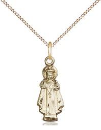 [0823GF/18GF] 14kt Gold Filled Infant of Prague Pendant on a 18 inch Gold Filled Light Curb chain