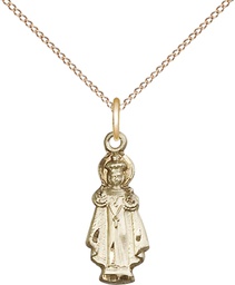 [0823GF/18GF] 14kt Gold Filled Infant of Prague Pendant on a 18 inch Gold Filled Light Curb chain