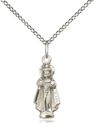 [0823SS/18SS] Sterling Silver Infant of Prague Pendant on a 18 inch Sterling Silver Light Curb chain