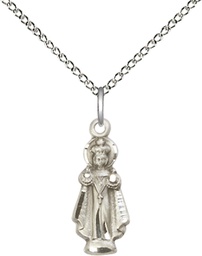 [0823SS/18SS] Sterling Silver Infant of Prague Pendant on a 18 inch Sterling Silver Light Curb chain